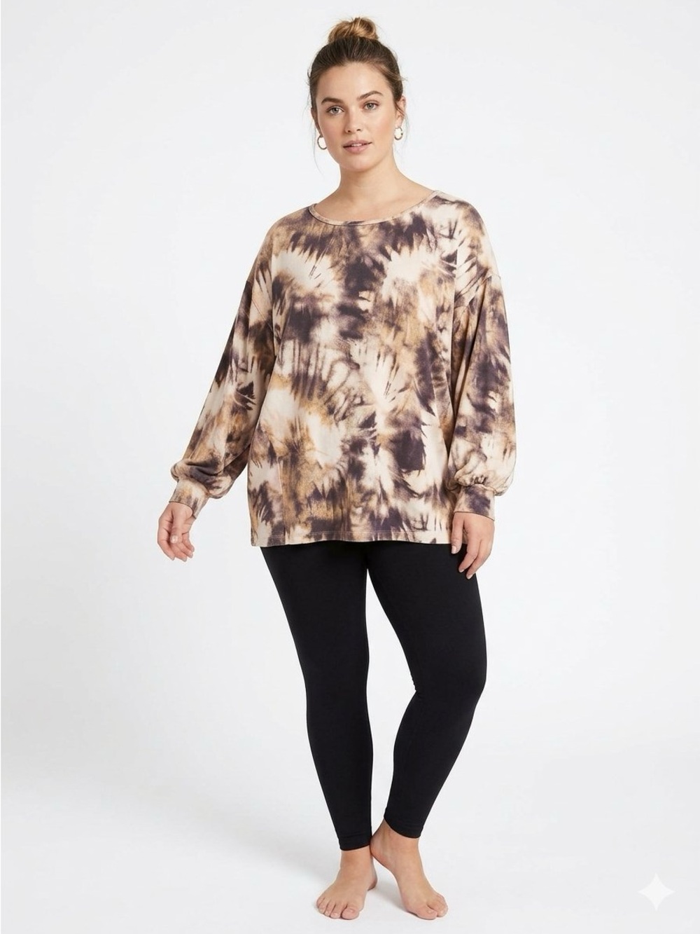 Zac & Rachel Neutral Tie-Dye Long Sleeve Pullover